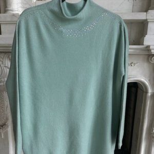 Sassofono Sweater/ Rhinestones/ Mint Color Tunic